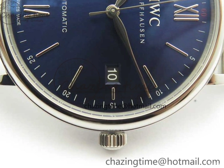 MIROTIME 0307 Portofino IW356501 SS V3 MK 1:1 Best Edition Blue Dial On SS Mesh Bracelet MIYOTA Timeless 7194